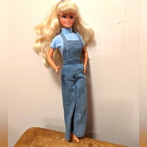Vintage Barbie Clone Betty by M&C in Overalls and Turtle Neck Short Sleeve Shirt